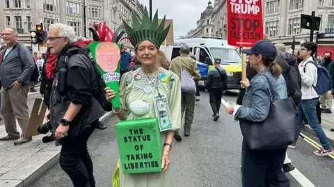 Numerous Activists Assemble in Central London to Challenge President Trump's Official UK Trip